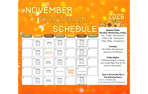 November Pickleball Schedule